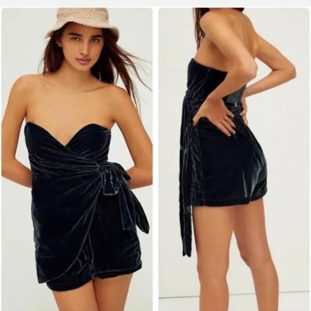 Free People Hazel Velvet Strapless Romper